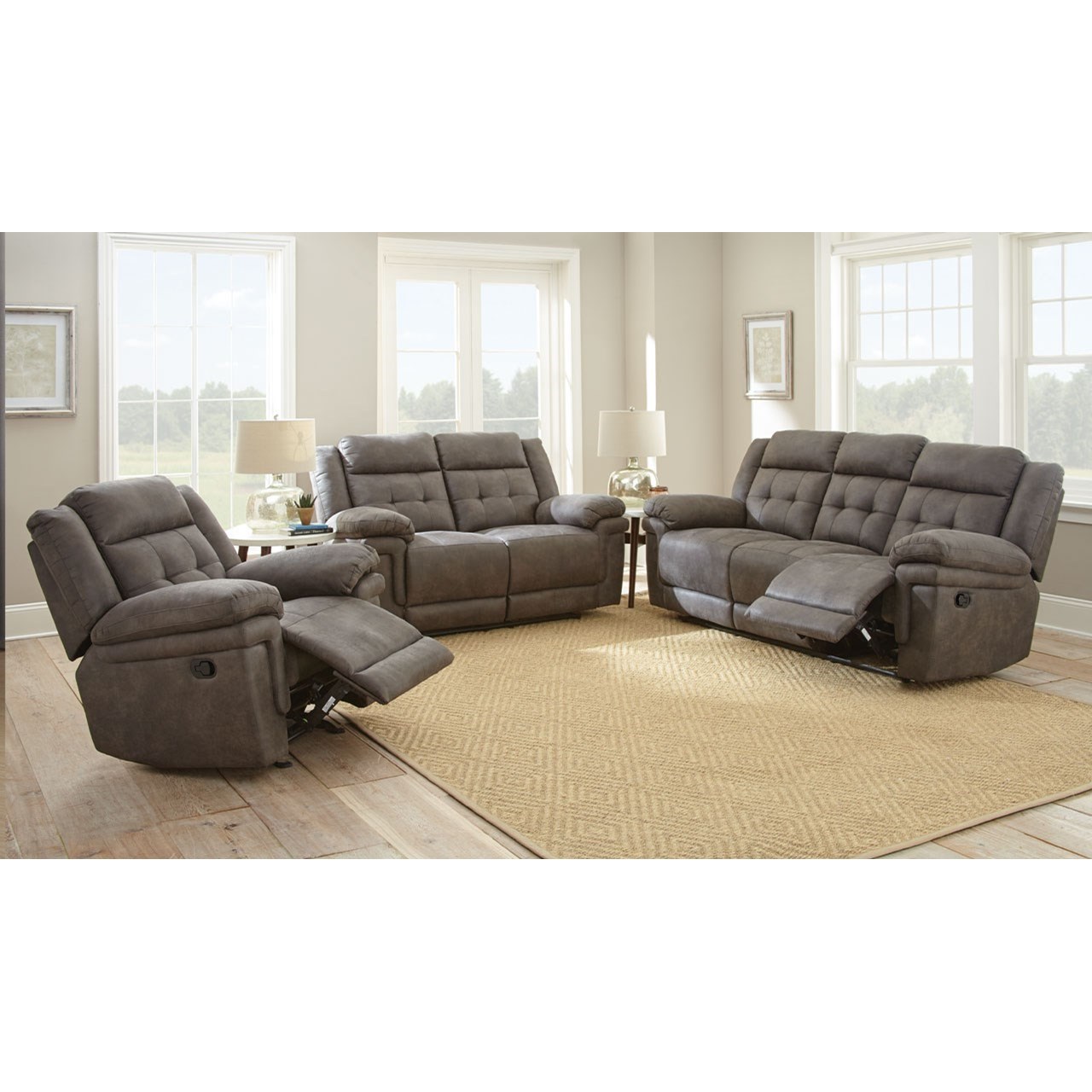 Tufted recliner store sofa